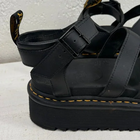 Dr. Martens Blaire Quad Platform Gladiator Sandals Black Hydro Leather Size 9 - Picture 7 of 13